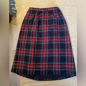 Lands' End Plaid Wool Midi Skirt